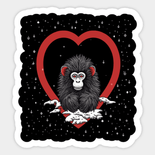 Snow Monkey Valentine Day Sticker